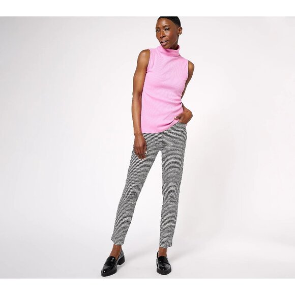 Susan Graver  Printed Textured Woven Ankle Pants Ivory/Black Plus 20 A610548 - Picture 3 of 3